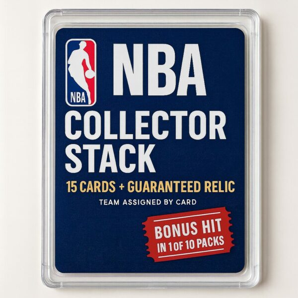 🏀 NBA Collector Stacks – 15 Cards + Guaranteed Relic