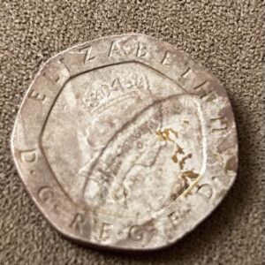 1987 UK 20p Coin – Rare Double Strike Mint Error – Queen Elizabeth II
