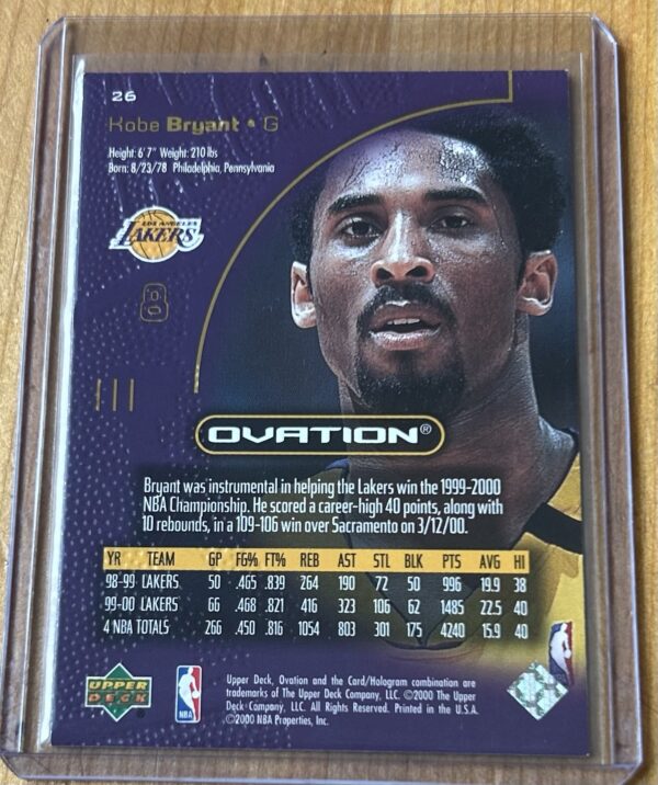 Kobe Bryant – 2000 Upper Deck Ovation #26 - Image 2
