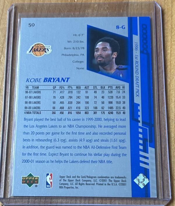 Kobe Bryant – 2001 Upper Deck #59 - Image 2