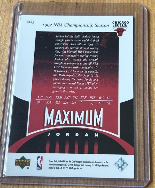 Michael Jordan – Maximum Jordan MJ3 (1999 Upper Deck HoloGrFX) - Image 2