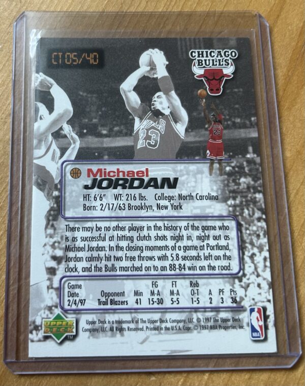 1997 Upper Deck Nestle Slam Dunk Crunch Time #CT Michael Jordan - Image 2
