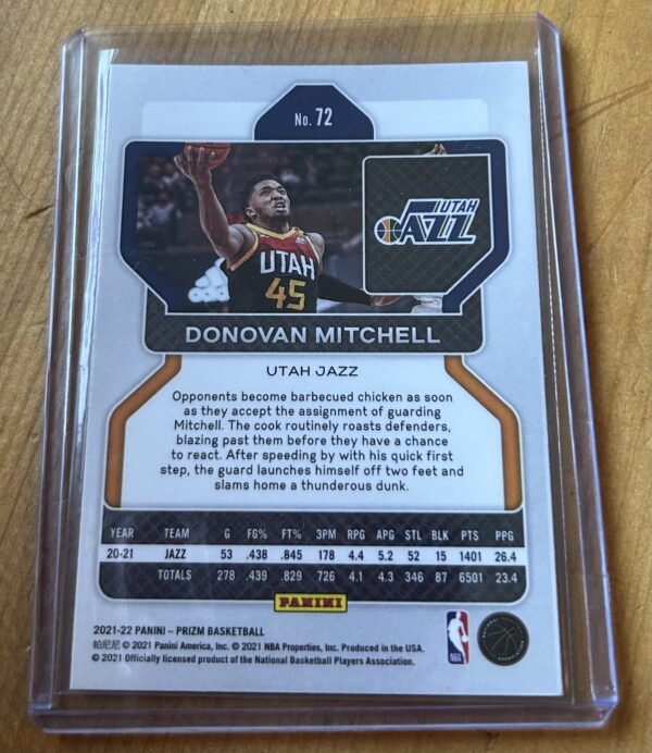 Donovan Mitchell 2021-22 Panini Prizm Base #72 – Utah Jazz - Image 2