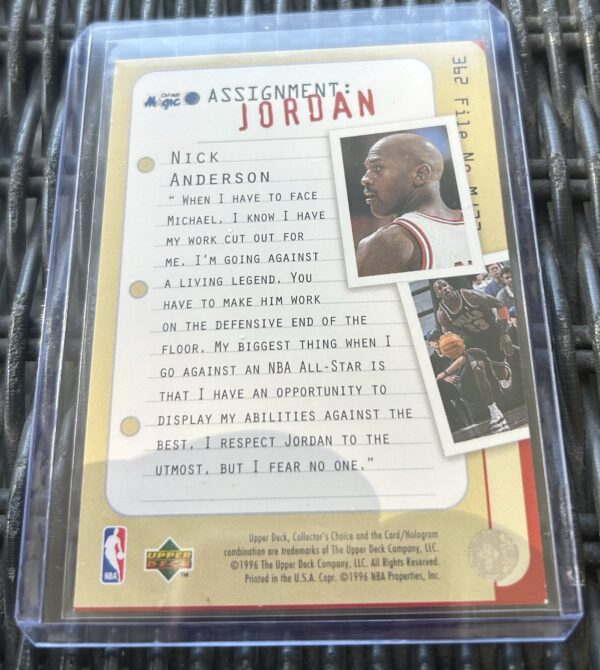 Nick Anderson / Michael Jordan 1996 Upper Deck Collector’s Choice #362 – Assignment: Jordan - Image 2