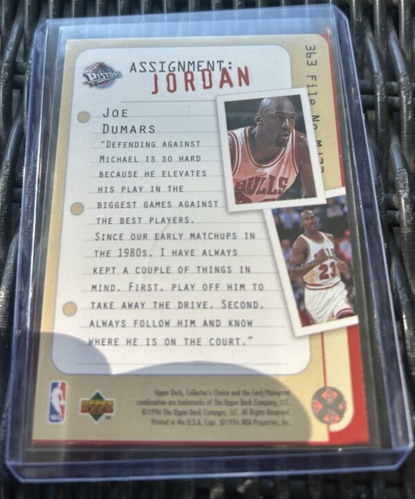Joe Dumars / Michael Jordan 1996 Upper Deck Collector’s Choice #363 – Assignment: Jordan - Image 2