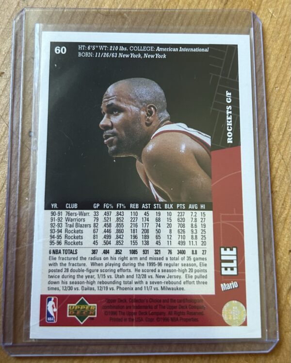 1996 Upper Deck Collector’s Choice Mario Elie #60 - Image 2