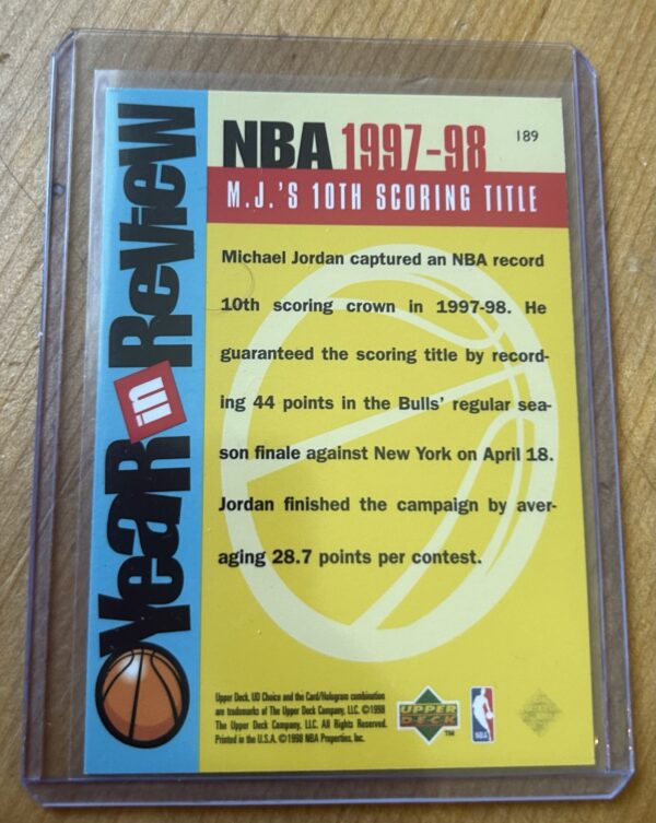 1998 Upper Deck Choice Year in Review Michael Jordan #189 (10th Scoring Title) - Image 2